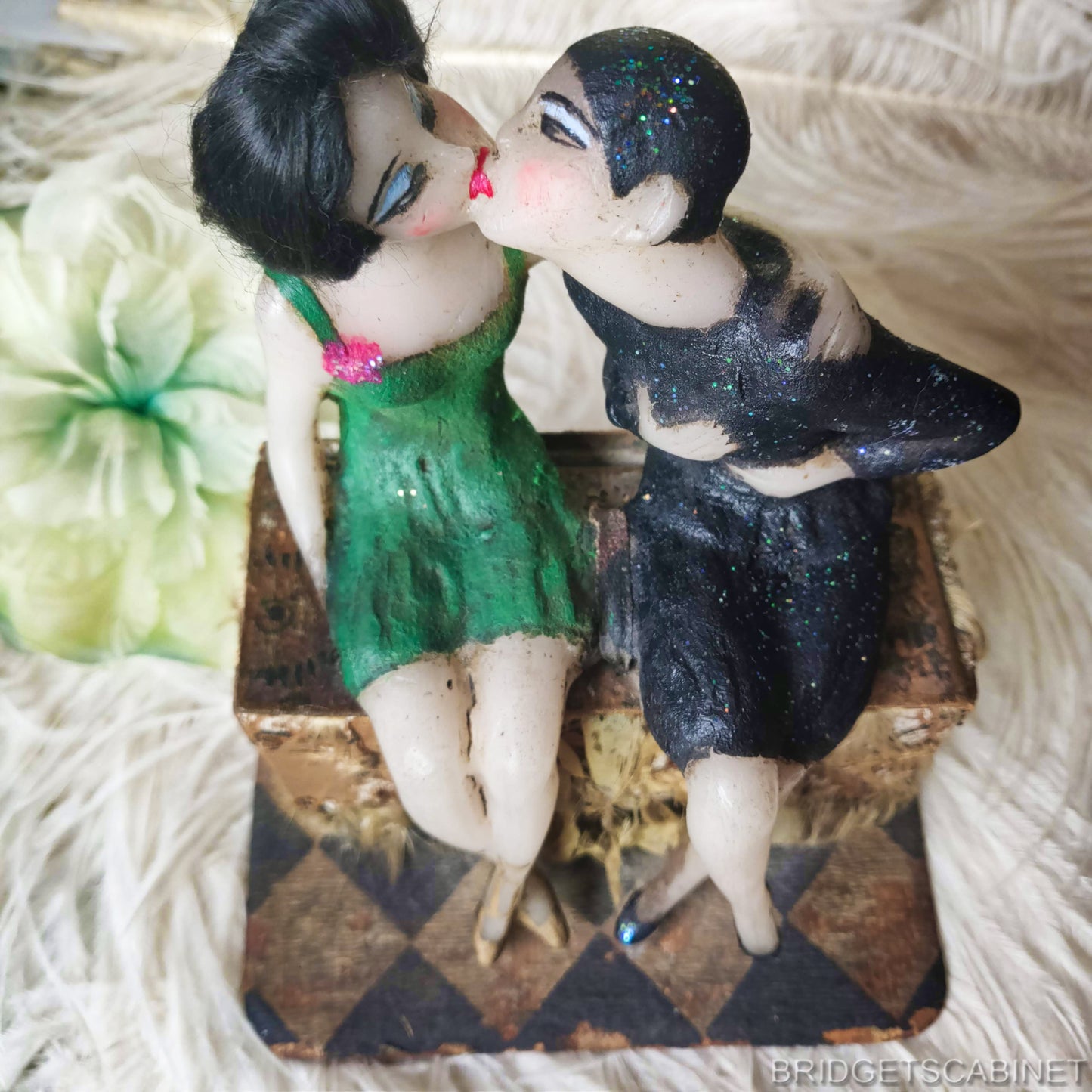 1920s Wax Columbine Doll Scene