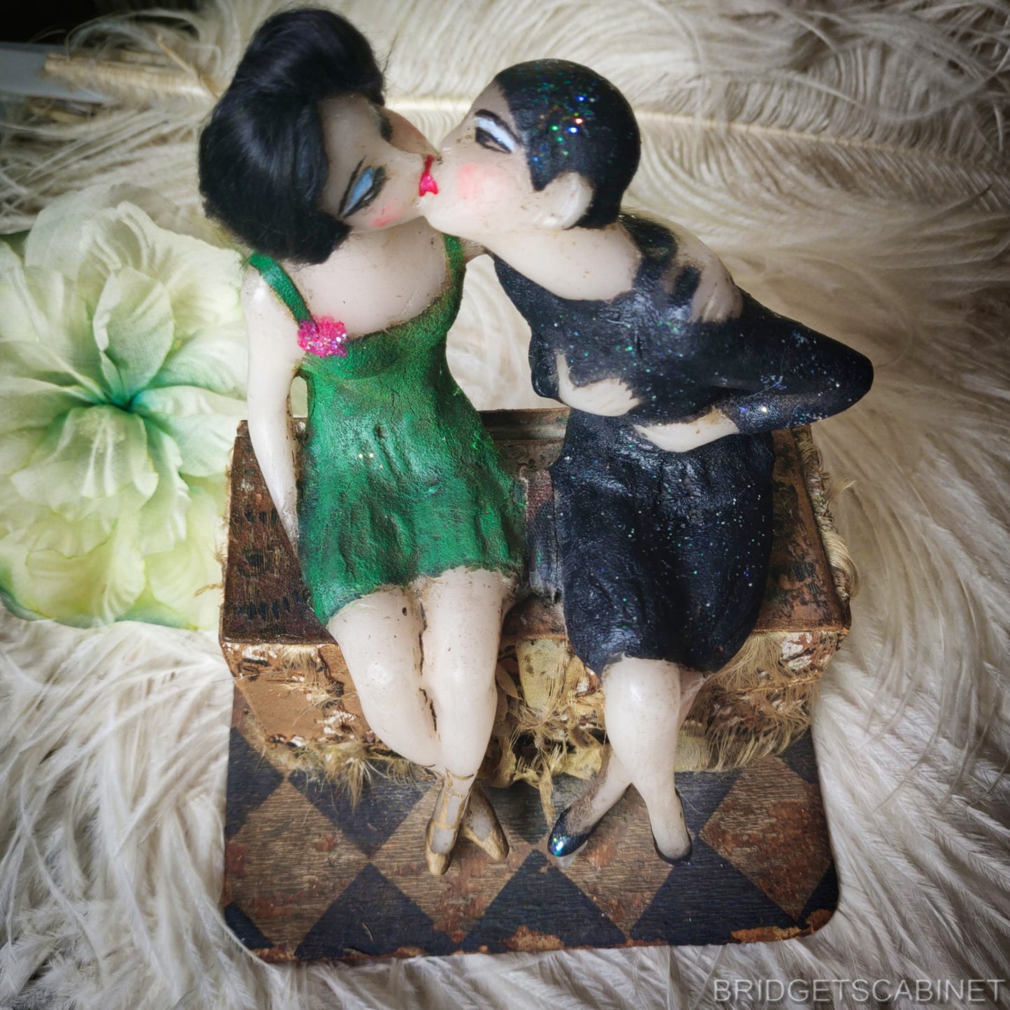 1920s Wax Columbine Doll Scene
