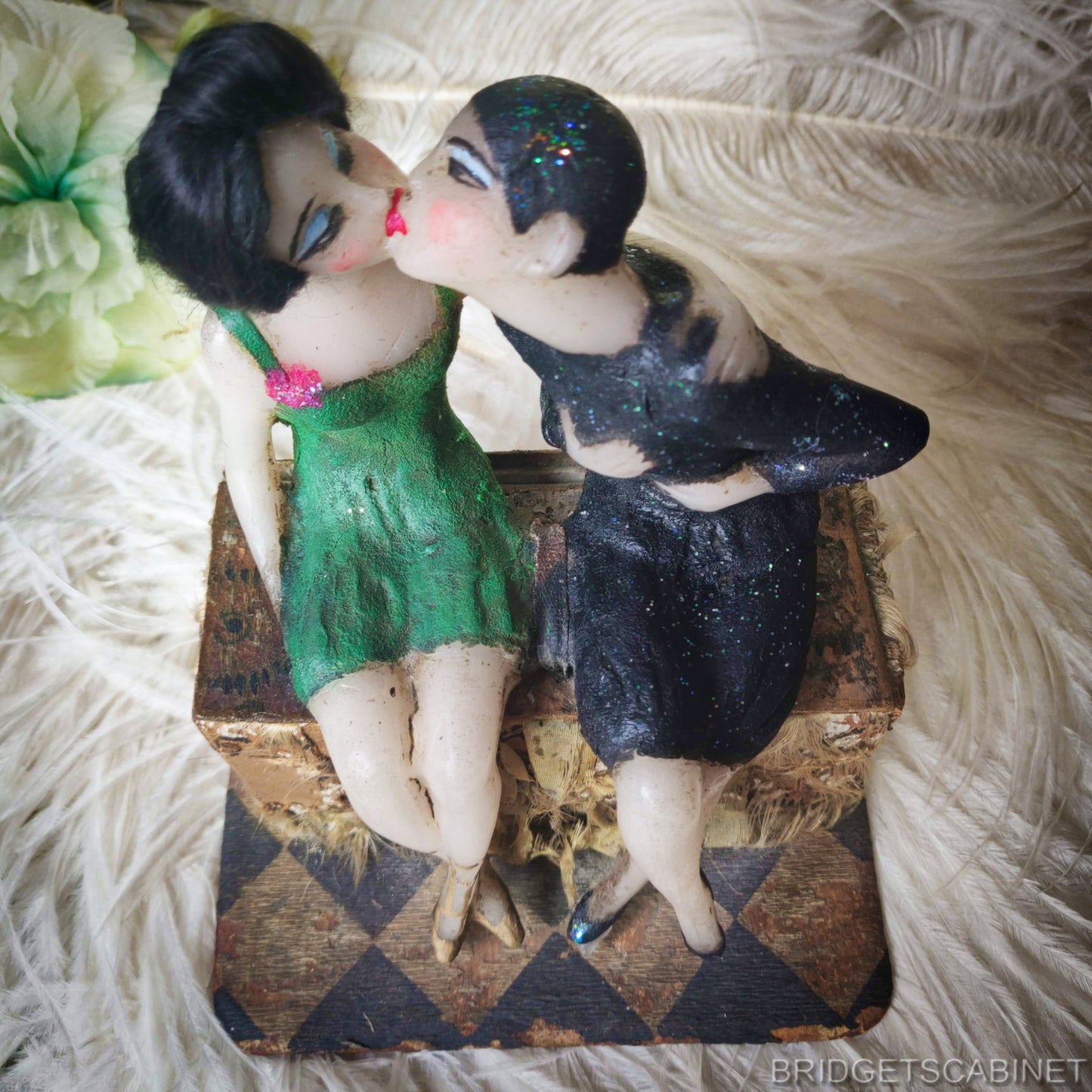 1920s Wax Columbine Doll Scene