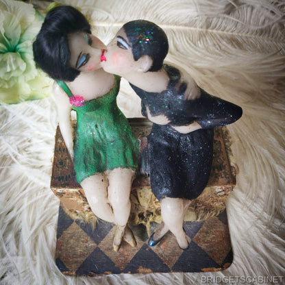 1920s Wax Columbine Doll Scene