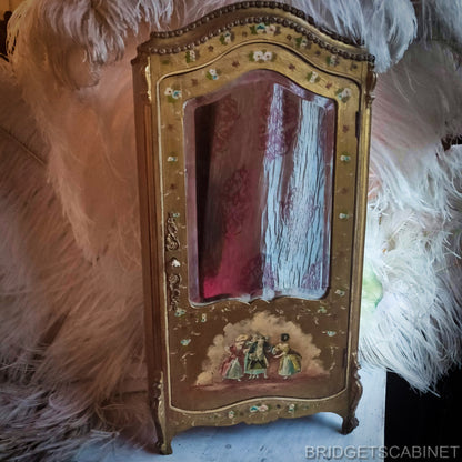 Antique French Vernis Martin Doll Cabinet