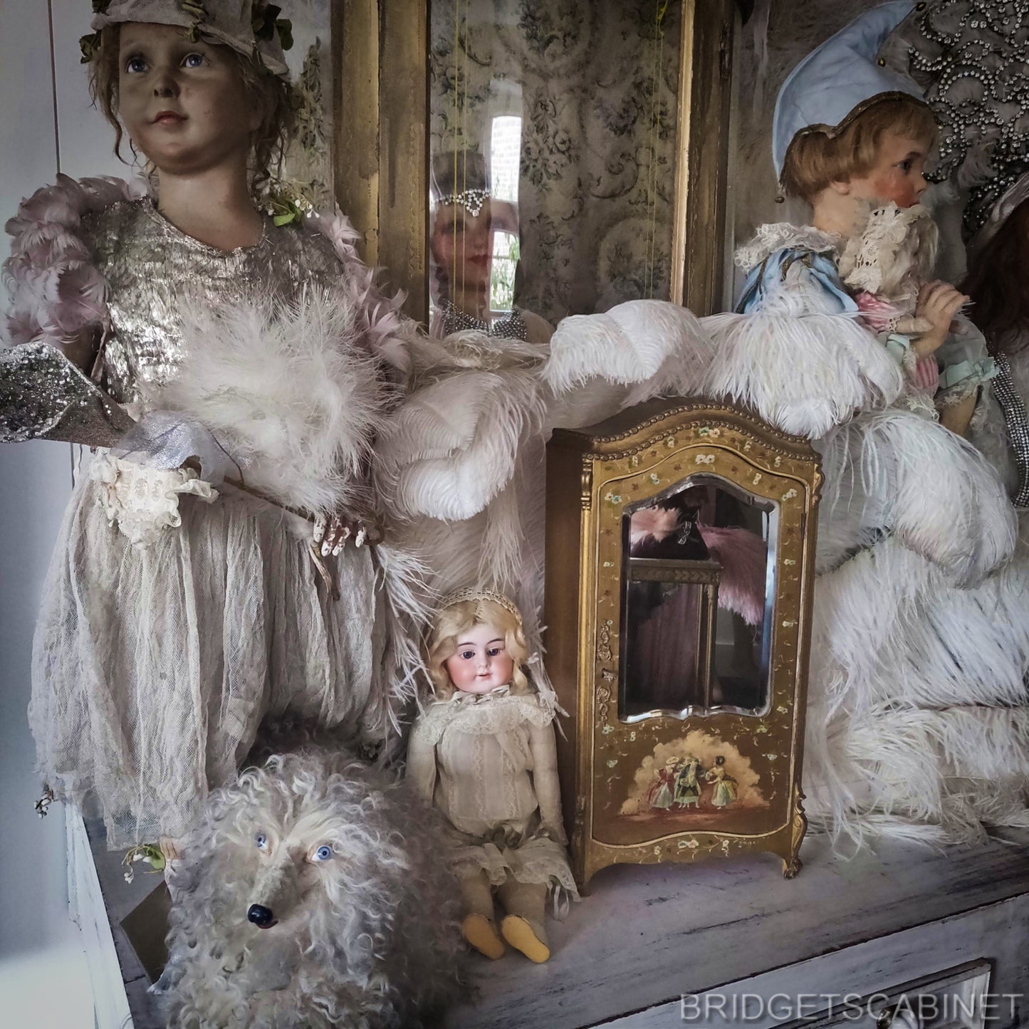 Antique French Vernis Martin Doll Cabinet