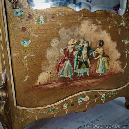 Antique French Vernis Martin Doll Cabinet