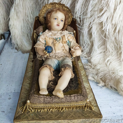 1800s Child of Pragiu Wax Baby Jesus