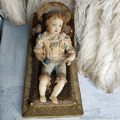 1800s Child of Pragiu Wax Baby Jesus