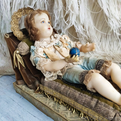 1800s Child of Pragiu Wax Baby Jesus