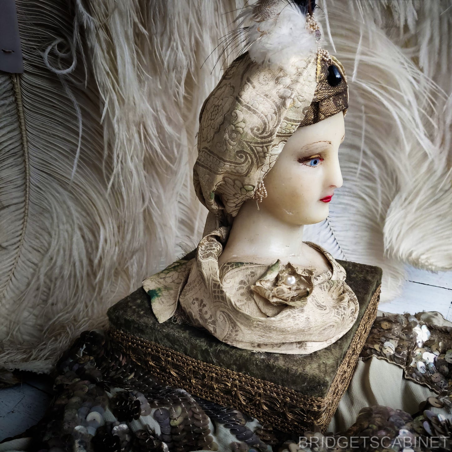 1900s Wax Boudoir Bust Poiret Style