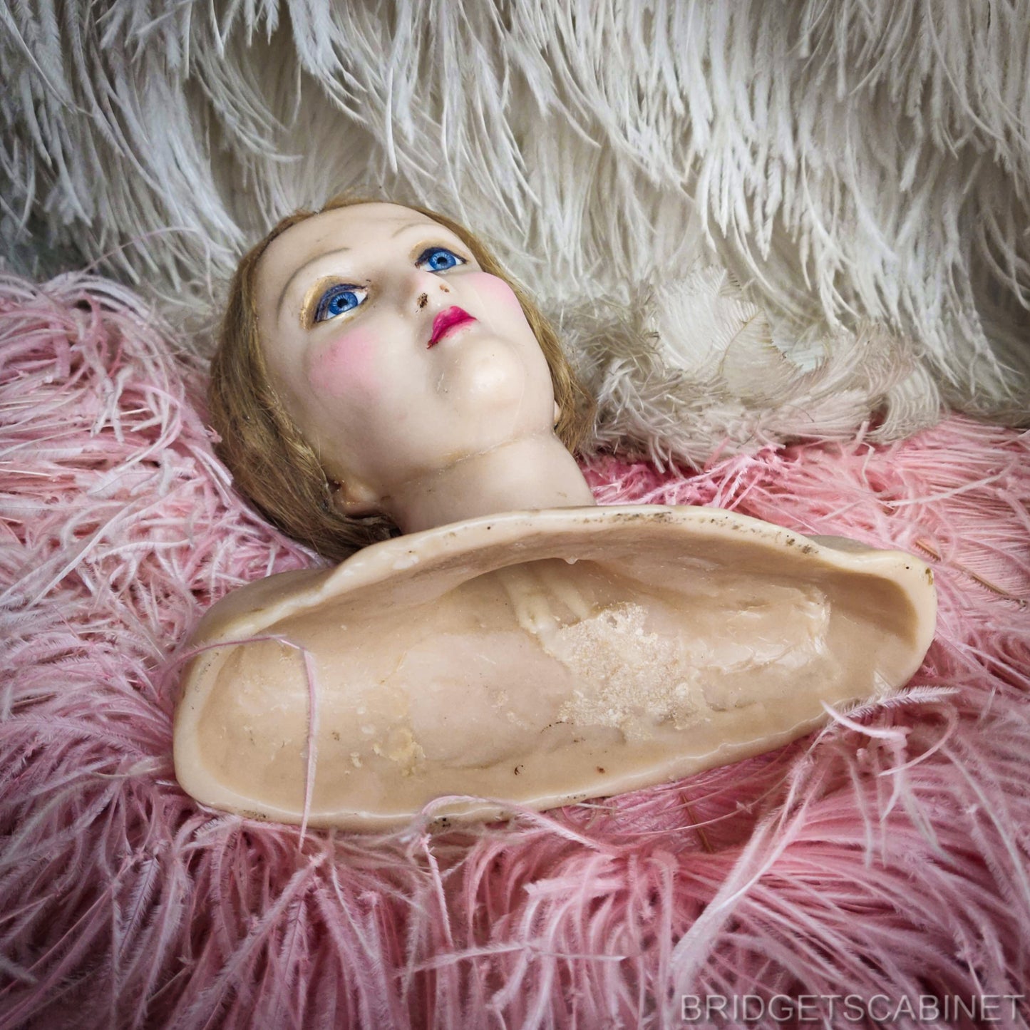 19th C, French Boudoir Miniatur Wax Mannequin Bust