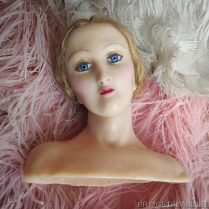 19th C, French Boudoir Miniatur Wax Mannequin Bust