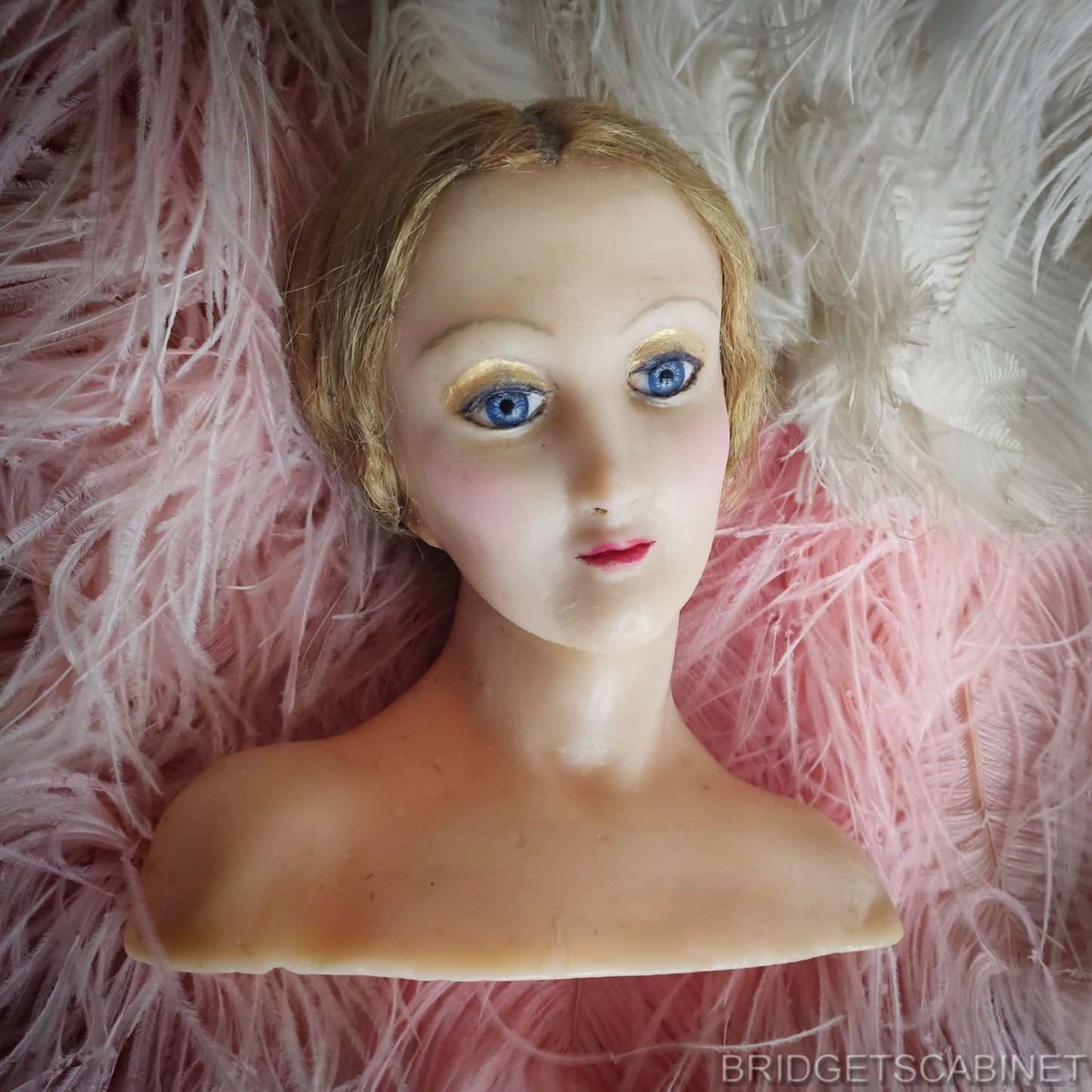 19th C, French Boudoir Miniatur Wax Mannequin Bust