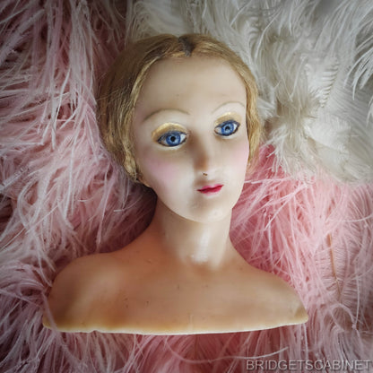19th C, French Boudoir Miniatur Wax Mannequin Bust