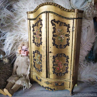 19th Century Vernis Martin Doll Cabinet