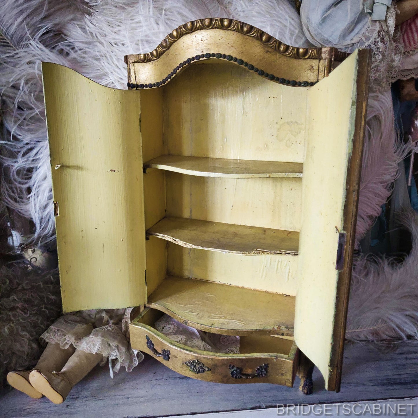 19th Century Vernis Martin Doll Cabinet
