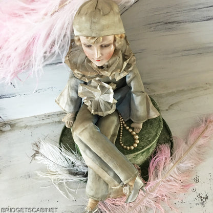 1920s Columbine Music Box Doll