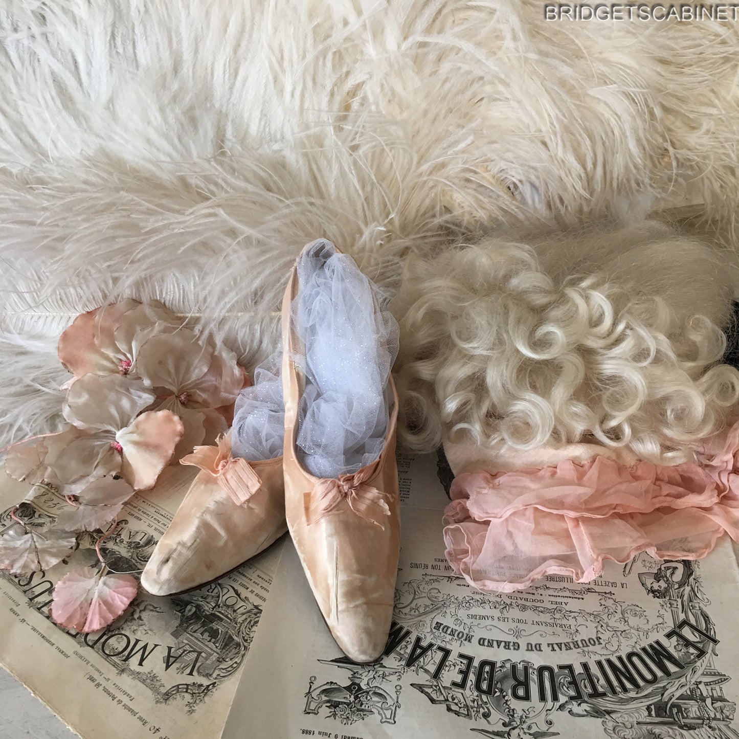 Antique Pink Silk Boudoir Shoes