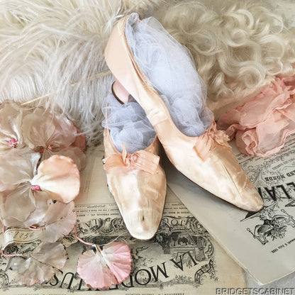 Antique Pink Silk Boudoir Shoes
