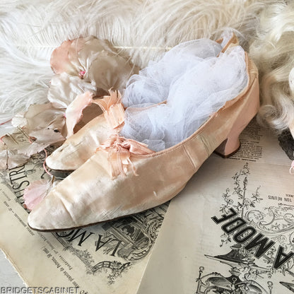 Antique Pink Silk Boudoir Shoes