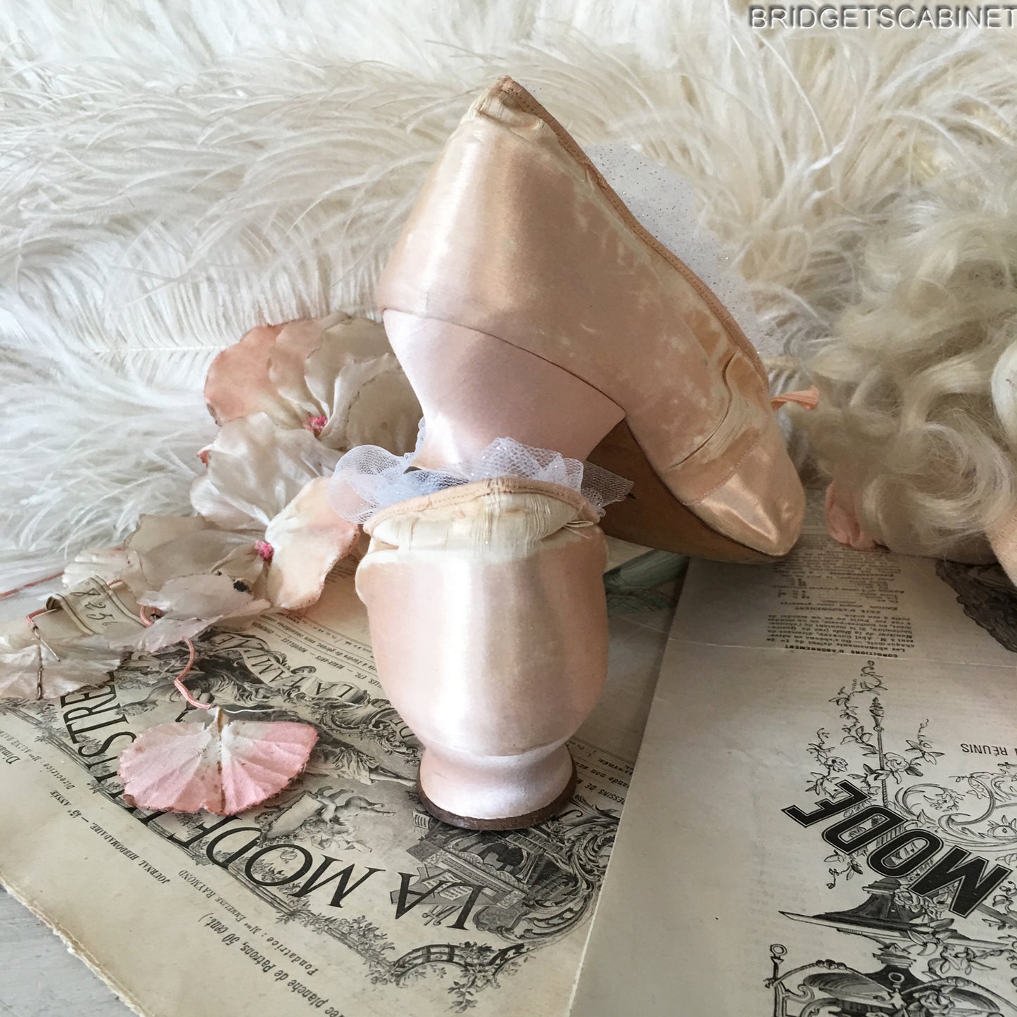 Antique Pink Silk Boudoir Shoes