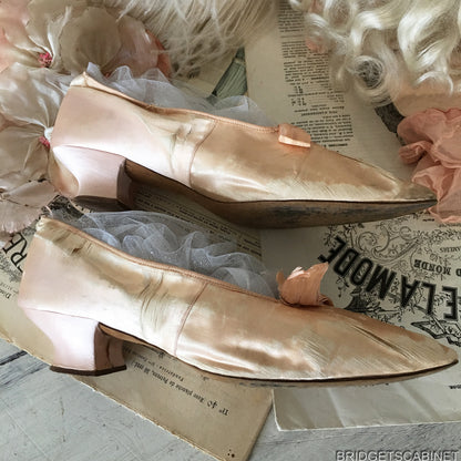 Antique Pink Silk Boudoir Shoes
