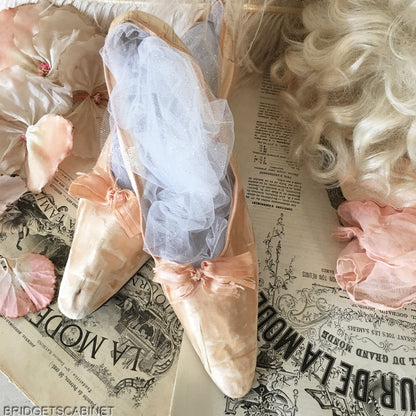 Antique Pink Silk Boudoir Shoes