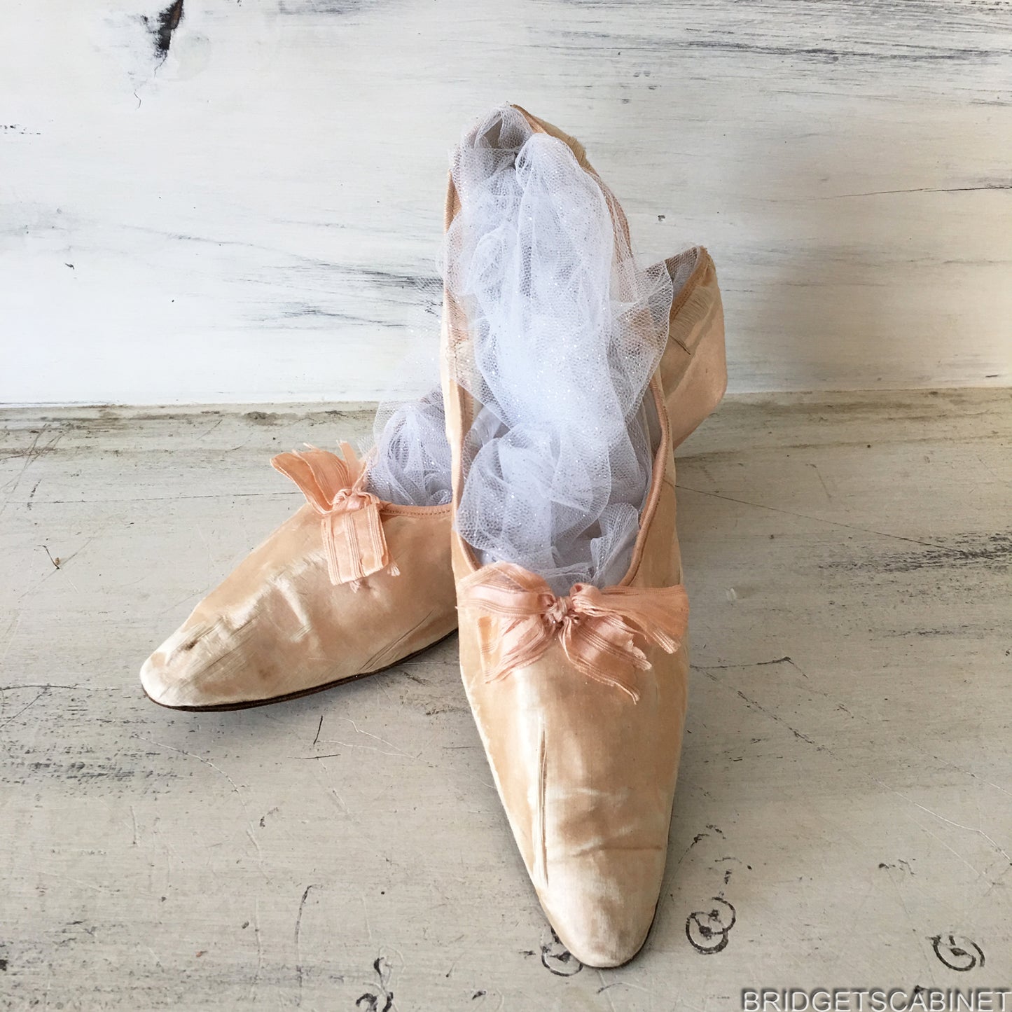Antique Pink Silk Boudoir Shoes
