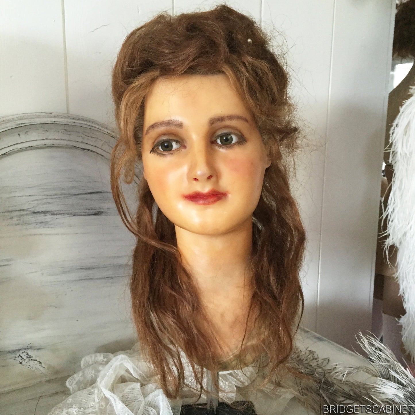 1910 French Countertop Wax Girl Bust
