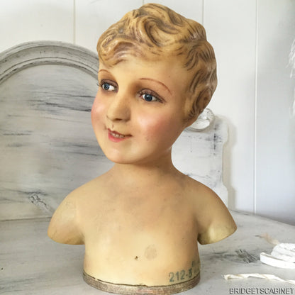 1900s French Wax Child Bust
