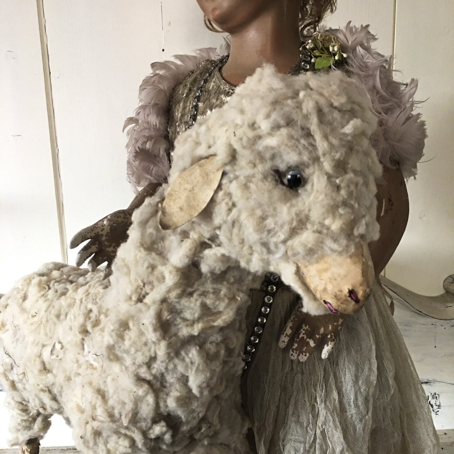 1880 Erzgebirche Toy Pull Sheep Doll