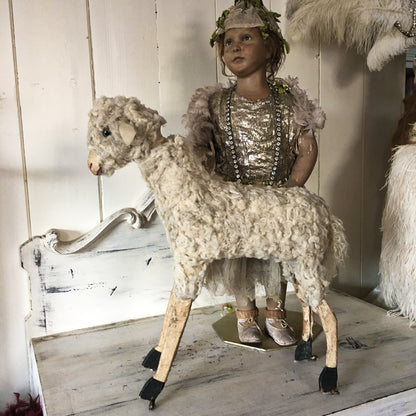 1880 Erzgebirche Toy Pull Sheep Doll