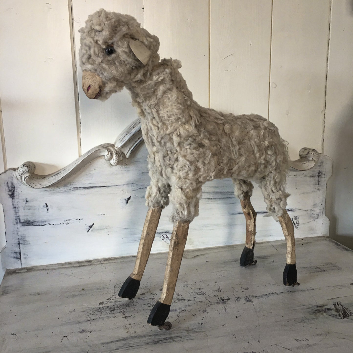 1880 Erzgebirche Toy Pull Sheep Doll