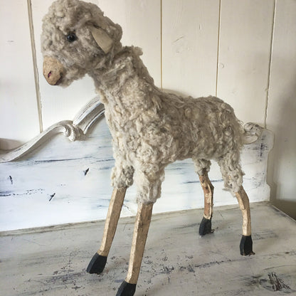 1880 Erzgebirche Toy Pull Sheep Doll