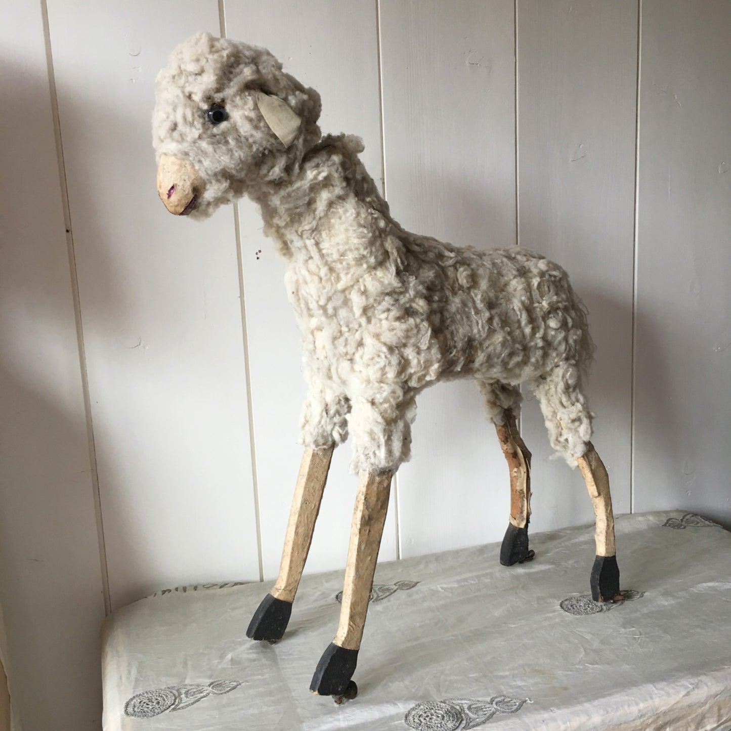 1880 Erzgebirche Toy Pull Sheep Doll