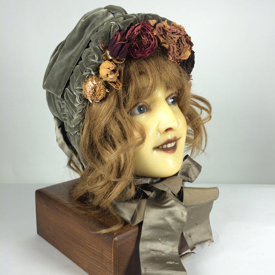1900s French Wax Head on Wooden Base