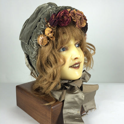 1900s French Wax Head on Wooden Base