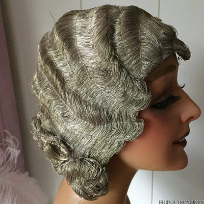 1920s Metal Bullion Flapper Wig