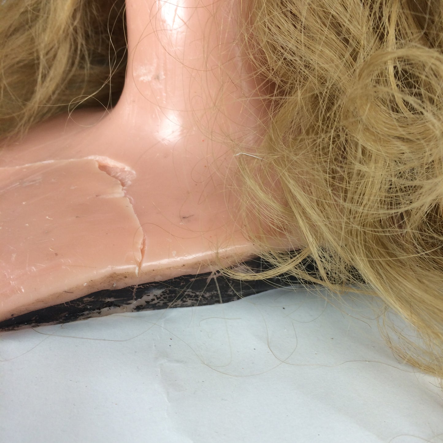1900s French Wax Girl Head Signed Paris