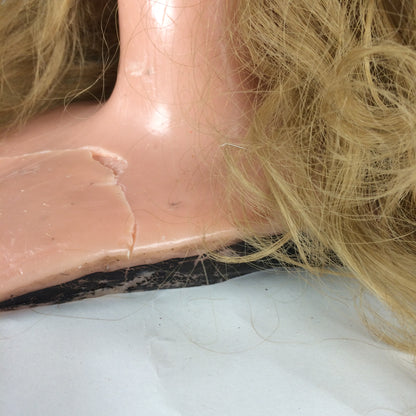 1900s French Wax Girl Head Signed Paris