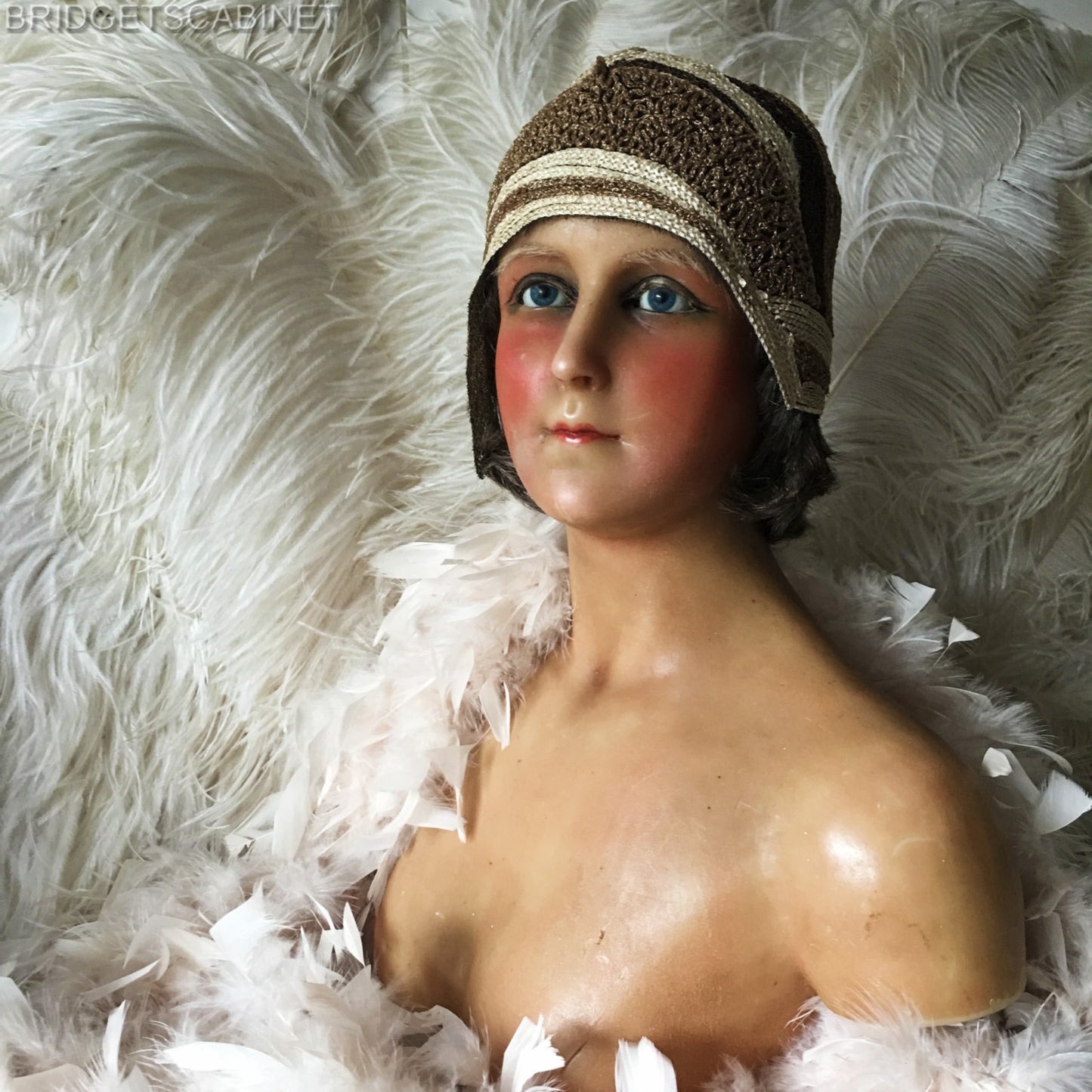 1910 Flapper Wax Bust Signed