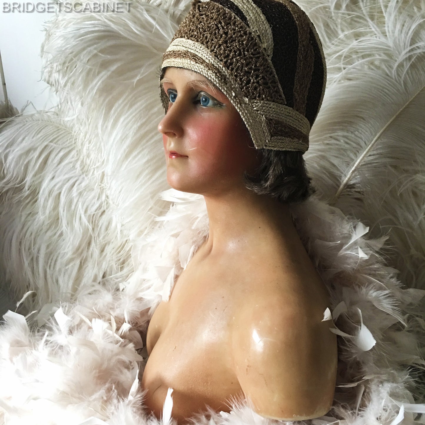 1910 Flapper Wax Bust Signed