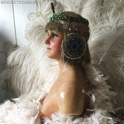 1910 Flapper Wax Bust Signed