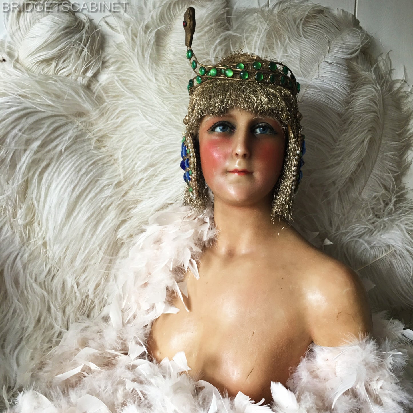 1910 Flapper Wax Bust Signed