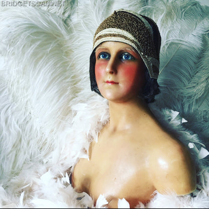 1910 Flapper Wax Bust Signed