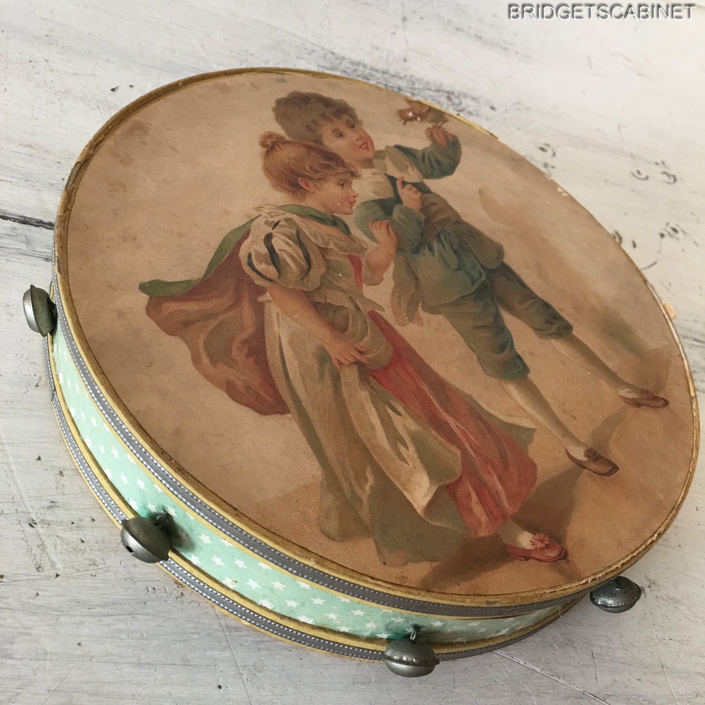 1890s Tambourine Candy Container Doll