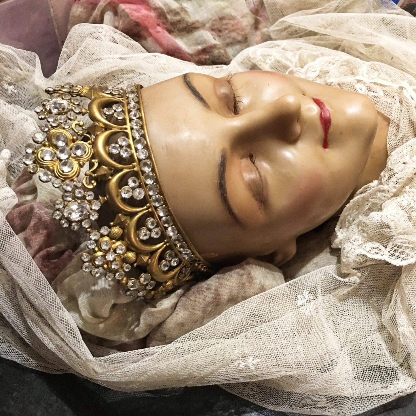 19th Century Santos Wax Relik Head