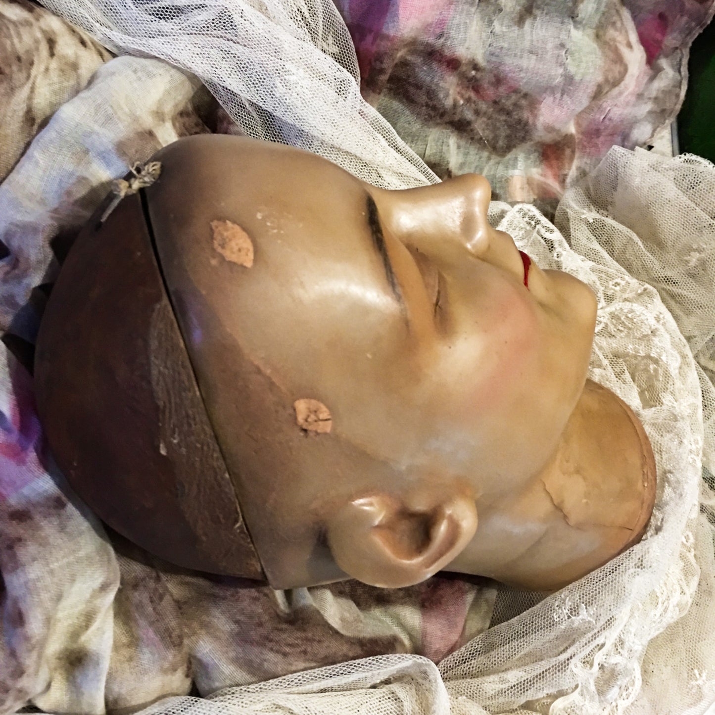 19th Century Santos Wax Relik Head