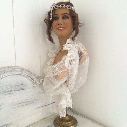 1920s P.Imans Wax Bust Wooden Base