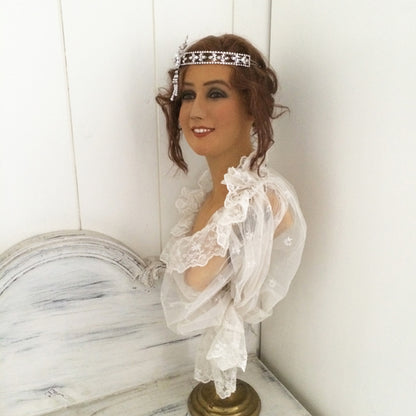 1920s P.Imans Wax Bust Wooden Base