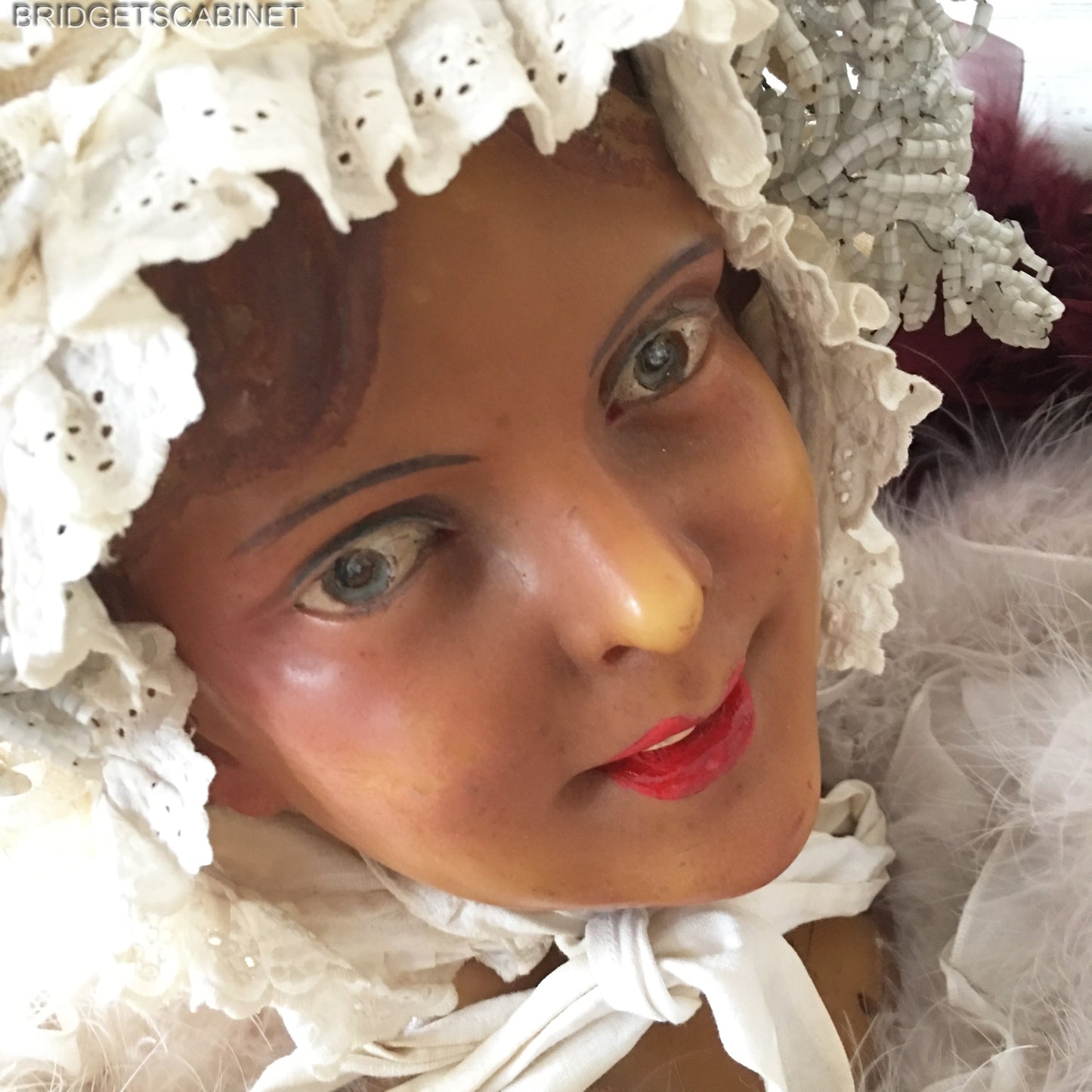 1920s French Wax Girl Head Signed