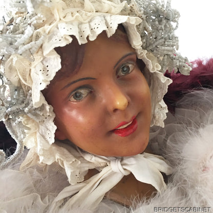 1920s French Wax Girl Head Signed