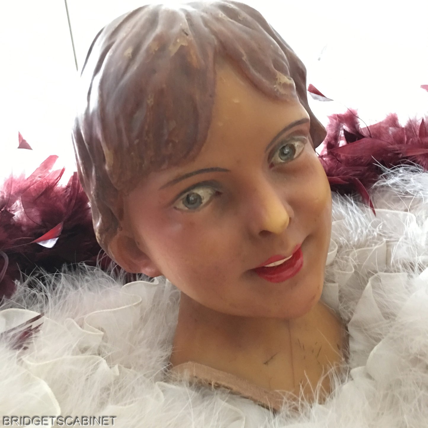 1920s French Wax Girl Head Signed